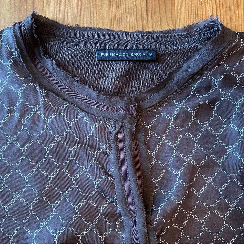 Purificación Garcia Brown silk/wool Cardigan. Size M